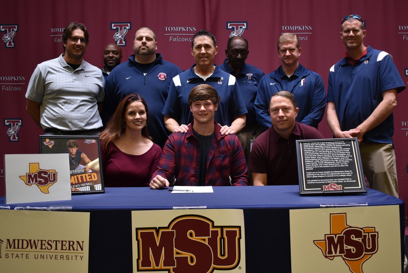 Dylan Erwin signed to play football at Midwestern State University.